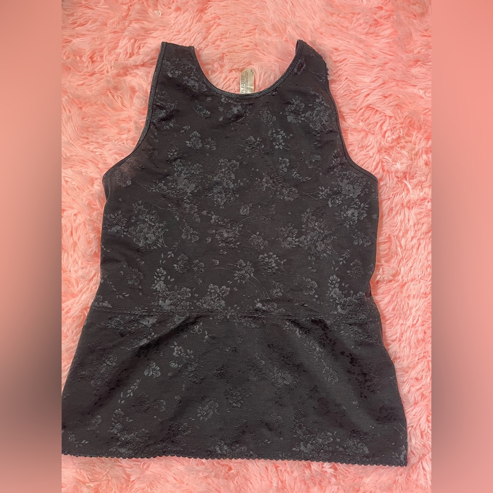 Vintage Y2K Flexees Black Floral Corset Tank Gothic Lingerie Shapewear small - Picture 7 of 7
